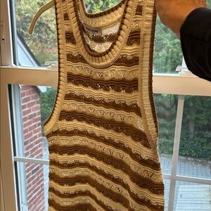 Veronica Beard Tan and Cream Knit Tank Top